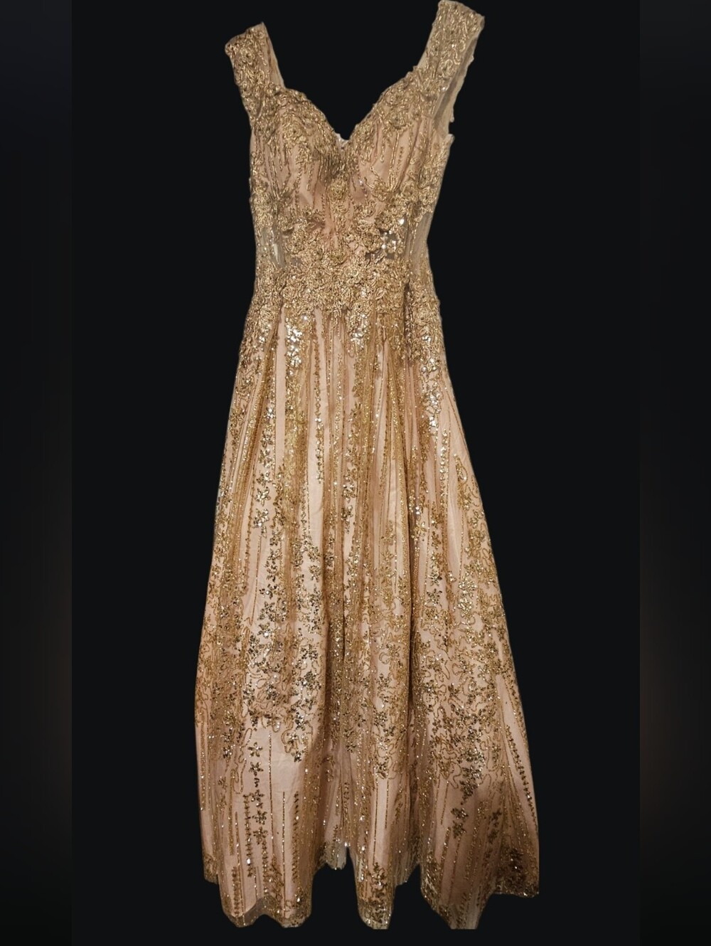 Rose Gold Embellished Evening Gown